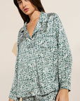 Inez Washable Silk Printed Long PJ Set