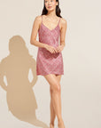 Inez Washable Silk Printed Short Slip - Leopard Spot Haute Red