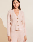 Infinite Organic Cotton Blend Sweater Rib Cardigan - Peach Parfait Marl
