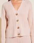 Infinite Organic Cotton Blend Sweater Rib Cardigan - Peach Parfait Marl