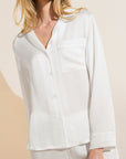 Inez Textured Washable Silk Long PJ Set - Pearl