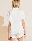 Inez Textured Washable Silk Short PJ Set - Pearl