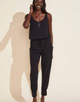 Brie Combed Cotton Jumpsuit - Black