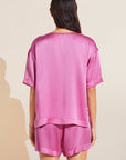 Inez Washable Silk Short Sleeve Tee & Boxer PJ Set - Italian Rose