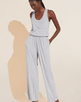 Aloe Infused Cotton Wide Leg Jumpsuit - Heather Grey
