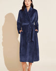 Chalet Recycled Plush Robe - Navy