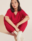 Cozy TENCEL™ Modal Waffle Short Sleeve & Pant PJ Set - Haute Red
