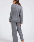 Bobby Brushed Knit Long PJ Set - Heather Grey/Bellini