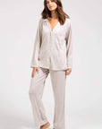 Bobby Brushed Knit Long PJ Set - Oatmeal Heather/Bellini