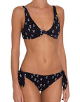 Cassidy Spotted Textured Bikini Top - Black/White