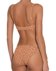 Cassidy Printed Smooth Bikini Top - Pecan/Ivory