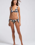 Cassidy Printed Ribbed Bikini Top - Peacoat