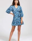 Cala Cotton Voile Cover-Up - Bright Indigo/Off White