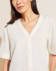 Crinkle Woven Short Sleeve Top & Short Set - Ivory/Canyon Sunset
