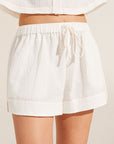 Crinkle Woven Short Sleeve Top & Short Set - Ivory/Canyon Sunset