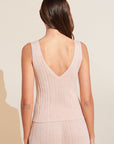 Infinite Organic Cotton Blend Sweater Rib V-Neck Tank - Peach Parfait Marl