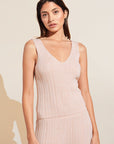 Infinite Organic Cotton Blend Sweater Rib V-Neck Tank - Peach Parfait Marl