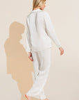 Inez Textured Washable Silk Long PJ Set - Pearl