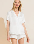Inez Textured Washable Silk Short PJ Set - Pearl