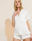Inez Textured Washable Silk Short PJ Set - Pearl