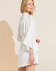 Inez Textured Washable Silk Short Robe - Pearl