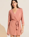 Flora TENCEL™ Modal 3/4 Sleeve Robe - Rouge Pink/Rose