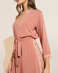 Flora TENCEL™ Modal 3/4 Sleeve Robe - Rouge Pink/Rose
