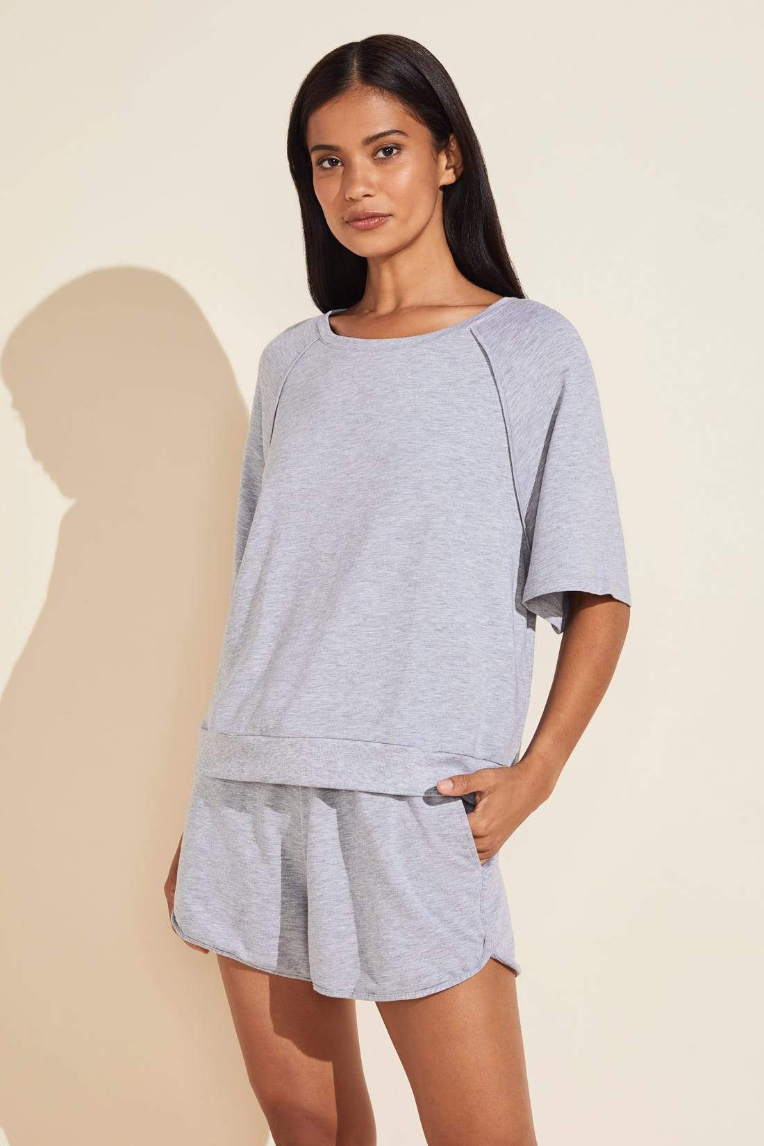 Blair French Terry Short Sleeve Top - Heather Grey