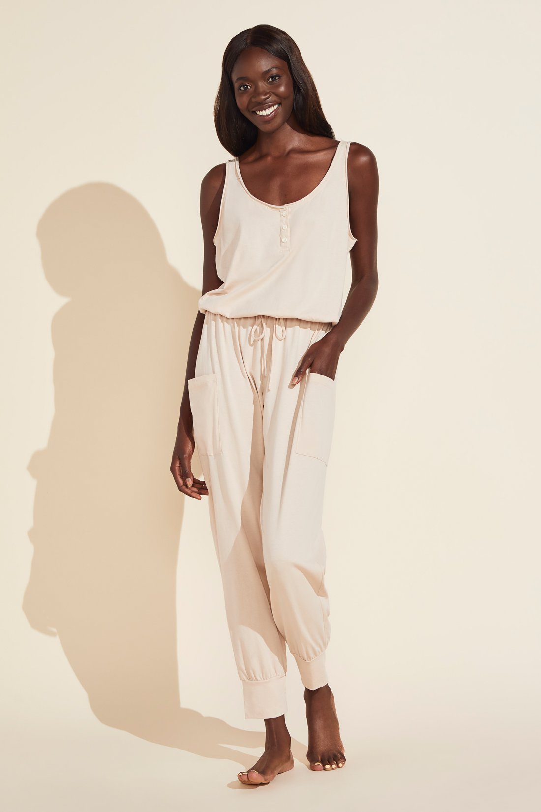Brie Combed Cotton Jumpsuit - Antique Rose
