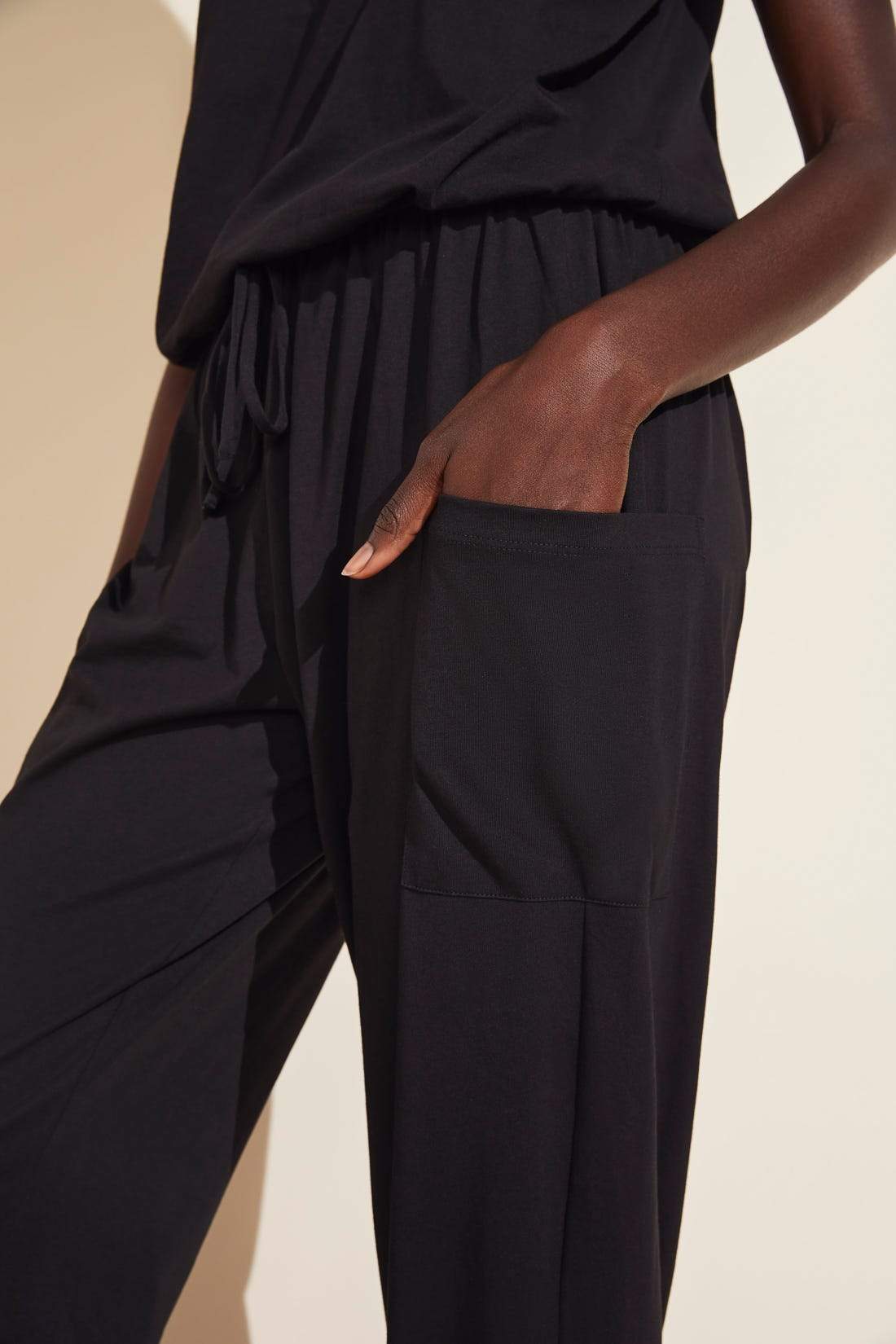 Brie Combed Cotton Jumpsuit - Black