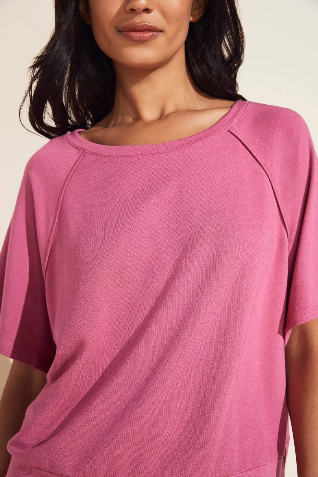 Blair French Terry Short Sleeve Top - Raspberry