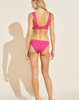 Annia Textured Bikini Bottom - Fuchsia