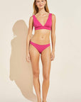 Annia Textured Bikini Bottom - Fuchsia