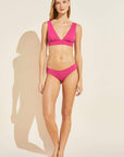 Coco Textured Bikini Bottom - Fuchsia
