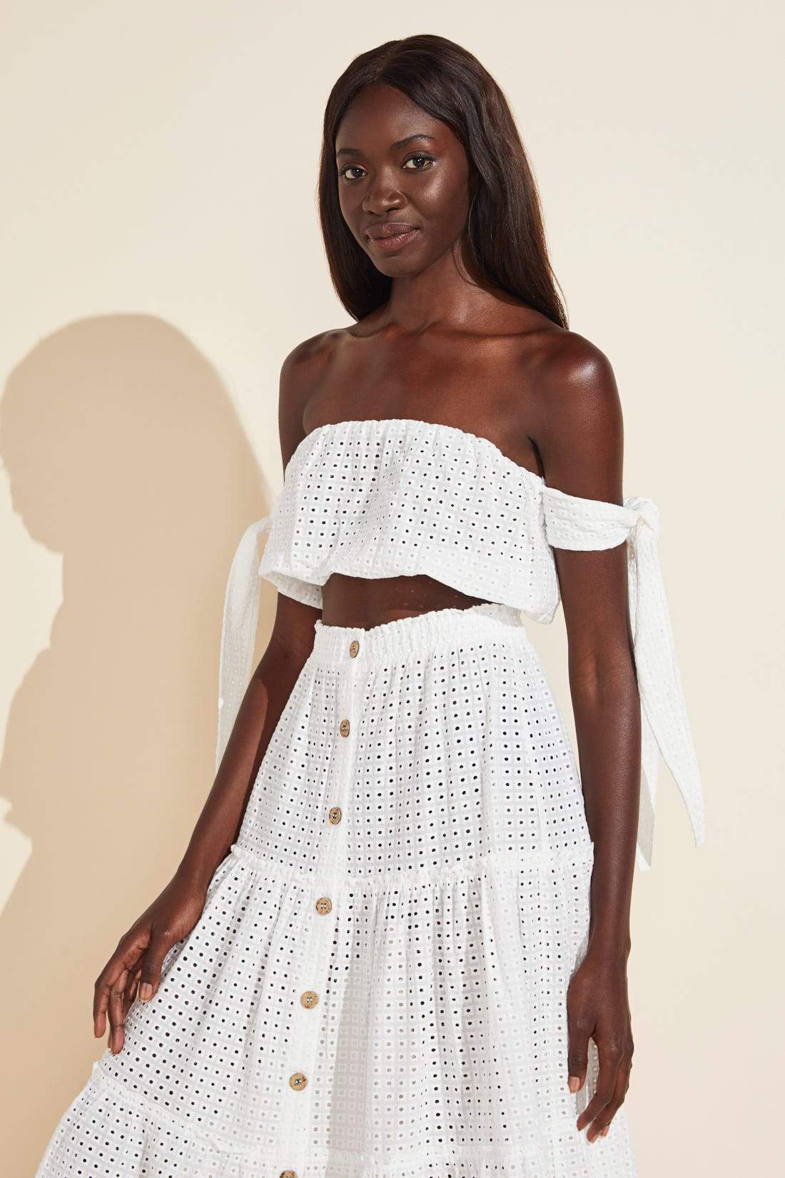 Andy Cotton Eyelet Beach Top - Cloud