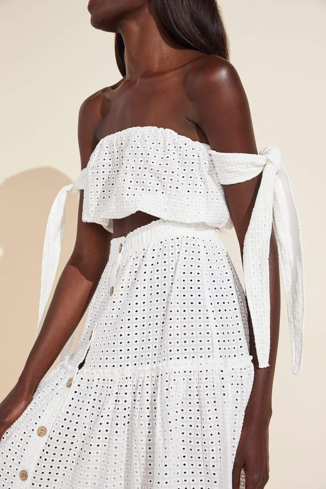 Andy Cotton Eyelet Beach Top - Cloud