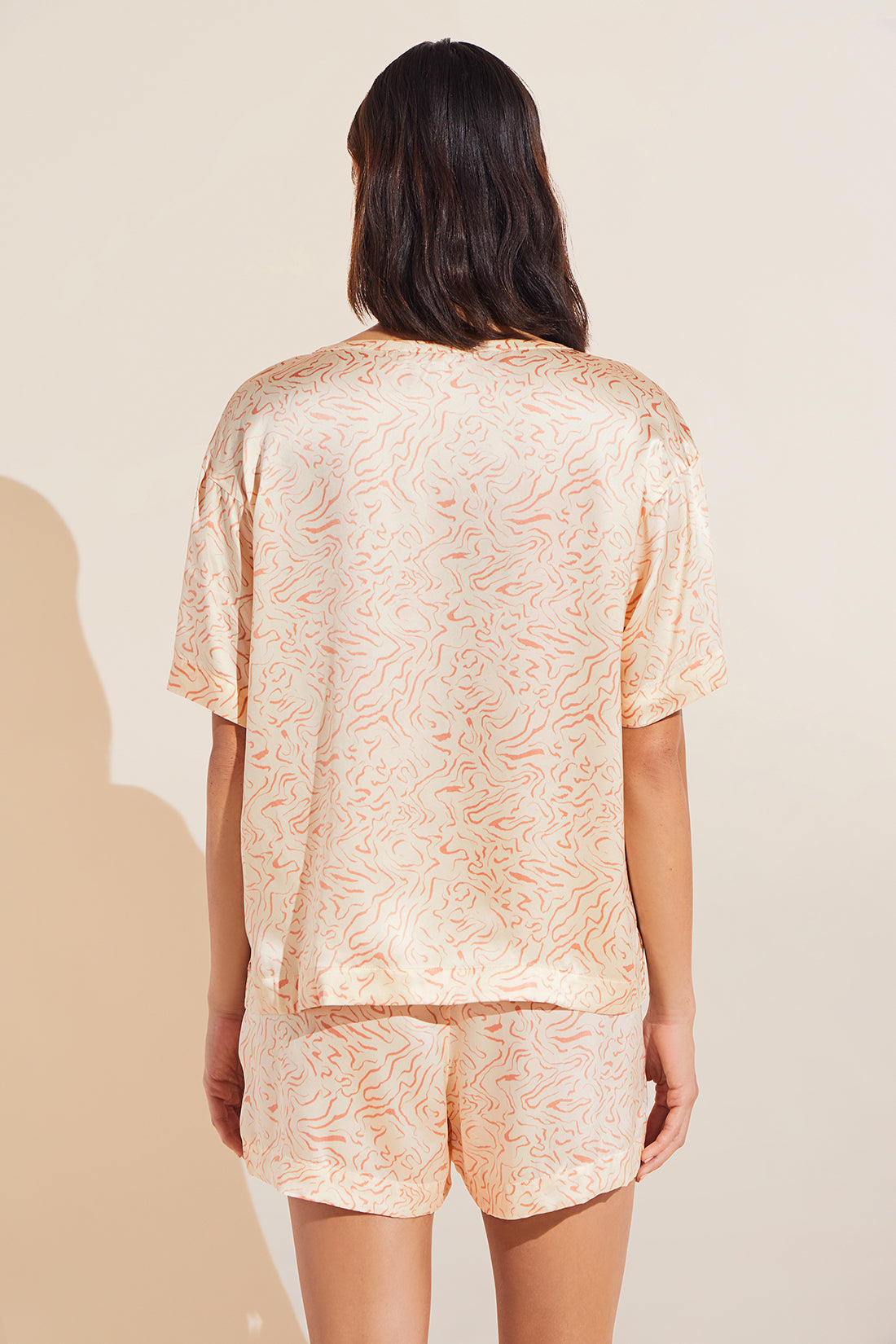 Inez Washable Silk Short Sleeve Tee &amp; Boxer PJ Set