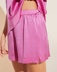 Inez Washable Silk Short Sleeve Tee & Boxer PJ Set - Italian Rose