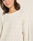 Cable Knit Recycled Sweater Crewneck - Ivory