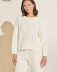 Cable Knit Recycled Sweater Crewneck - Ivory