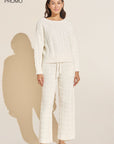 Cable Knit Recycled Sweater Straight Leg Pant - Ivory