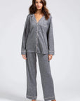Bobby Brushed Knit Long PJ Set - Heather Grey/Bellini