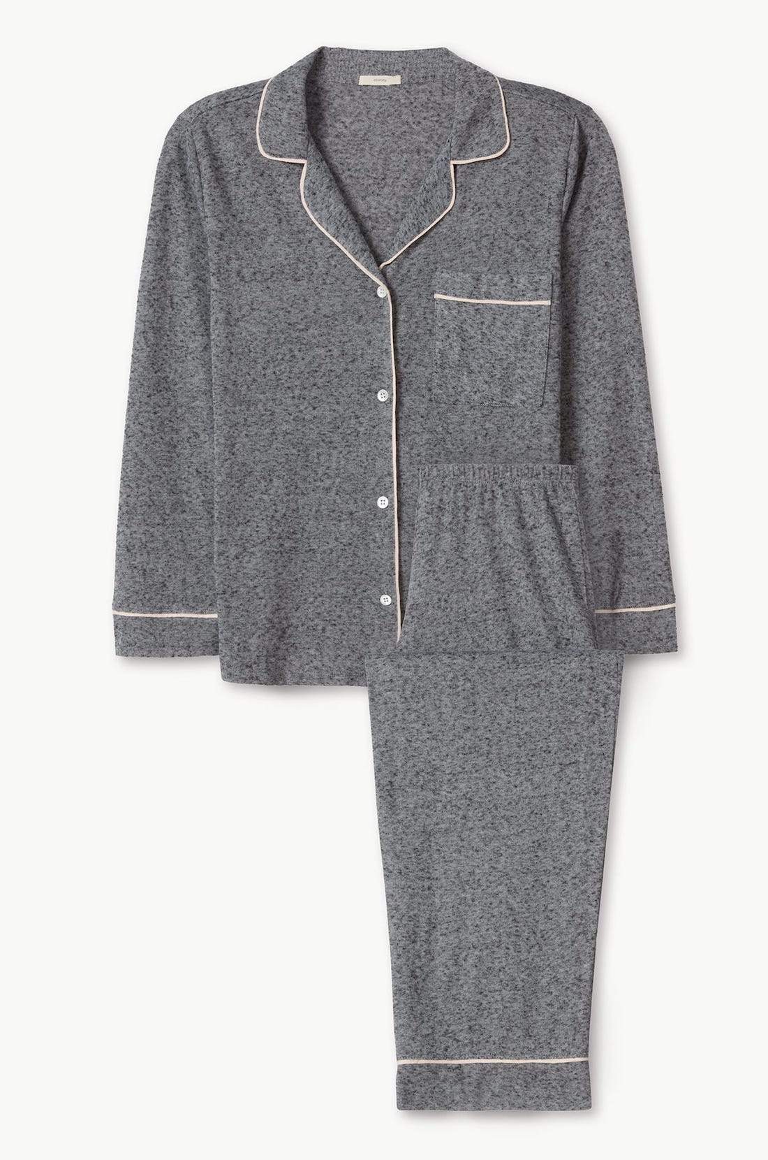 Bobby Brushed Knit Long PJ Set - Heather Grey/Bellini