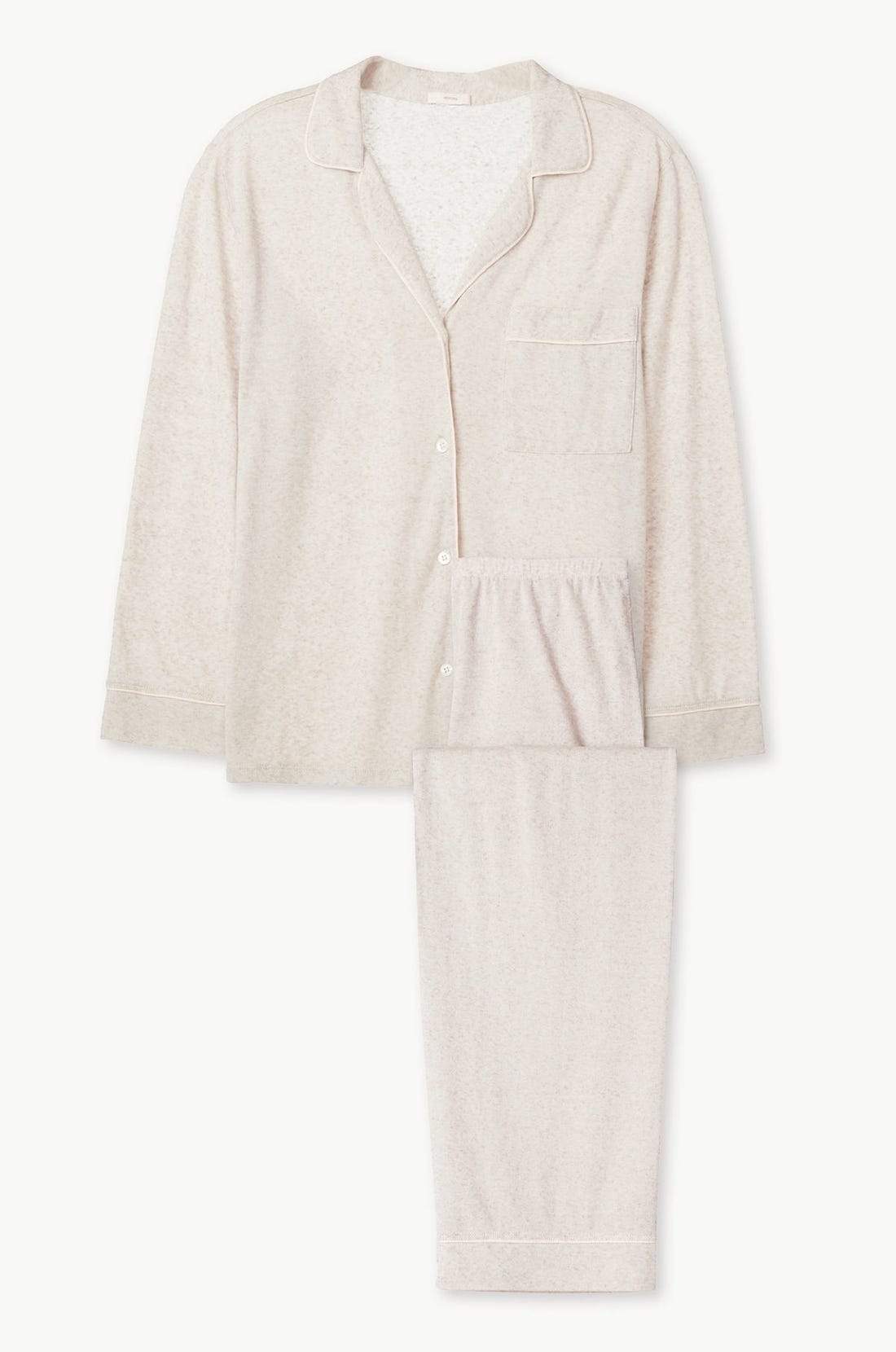 Bobby Brushed Knit Long PJ Set - Oatmeal Heather/Bellini
