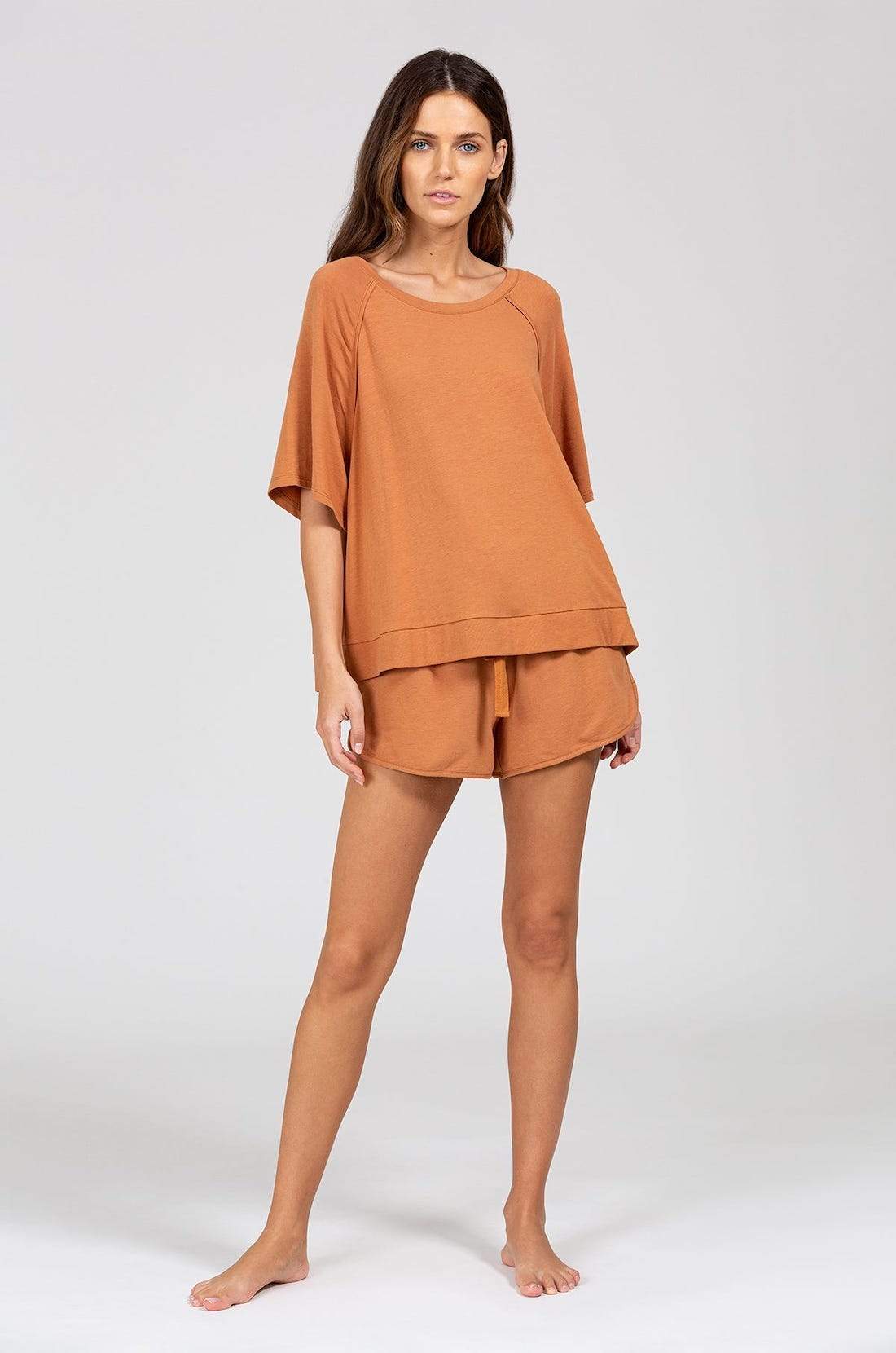 Blair French Terry Short Sleeve Top - Pecan