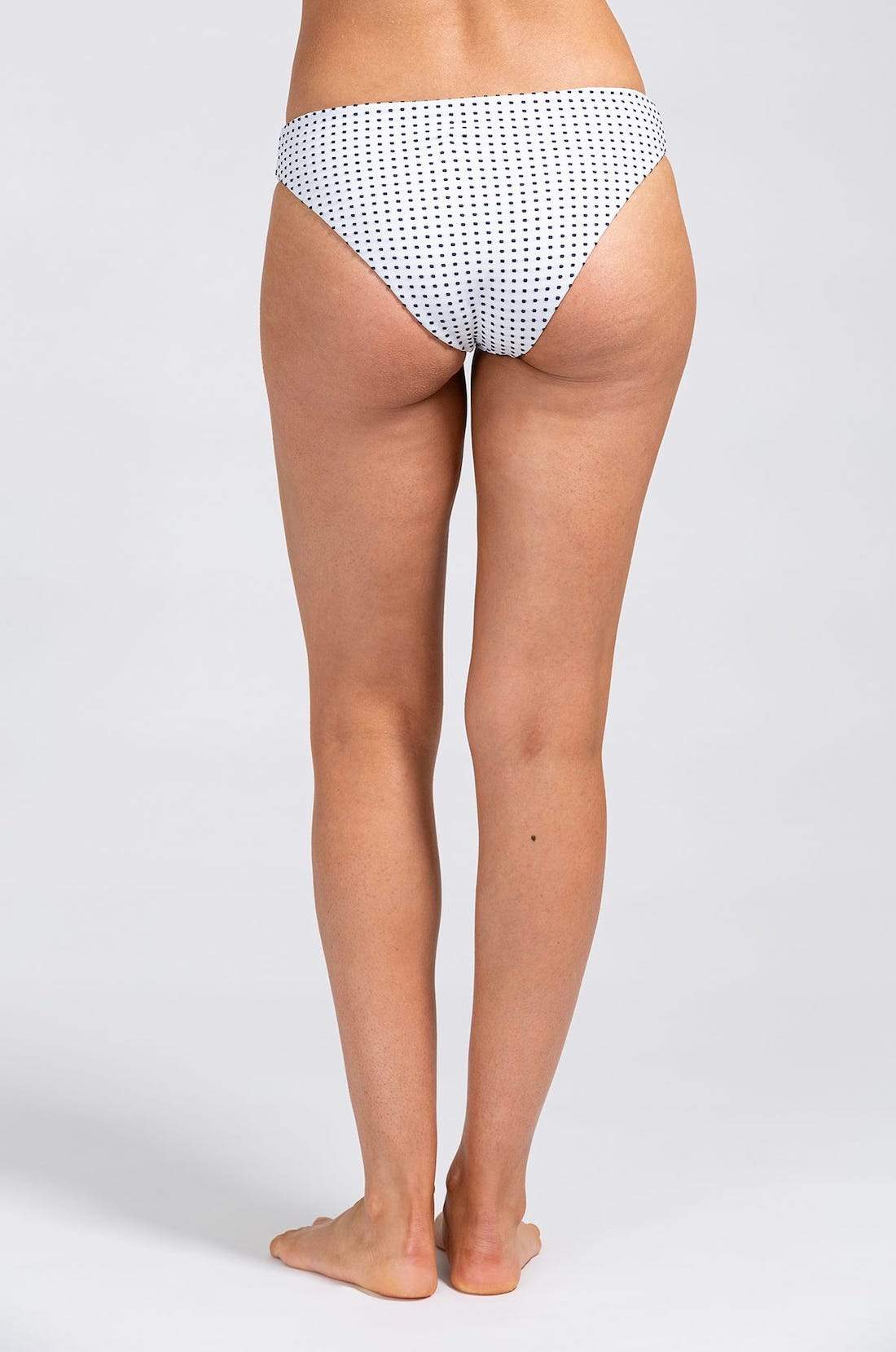 Annia Jacquard Dotted Bikini Bottom - White/Peacoat