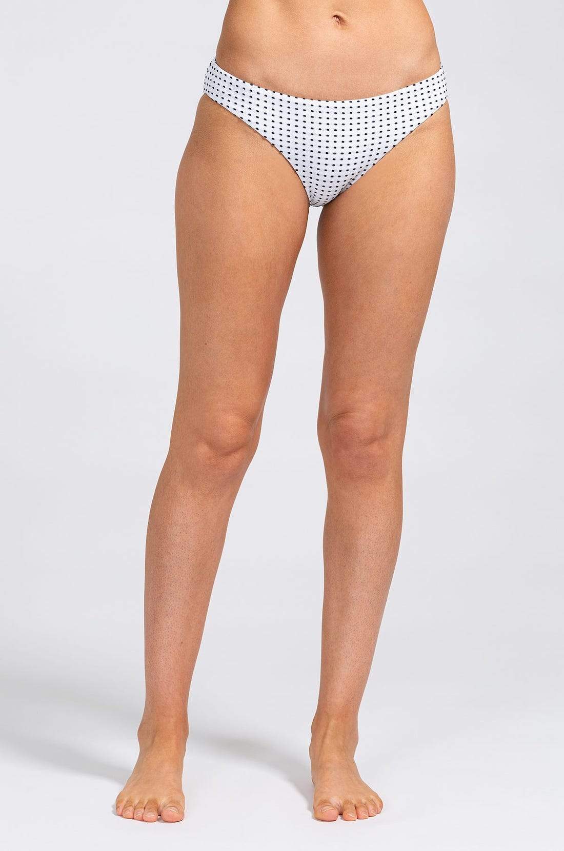 Annia Jacquard Dotted Bikini Bottom - White/Peacoat