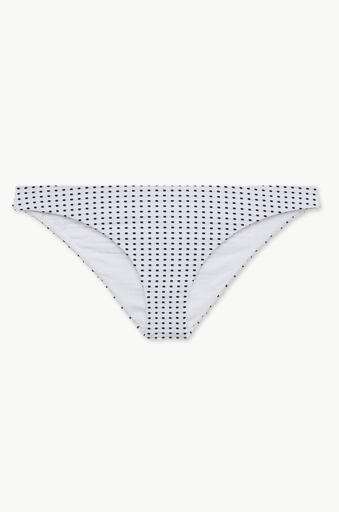 Annia Jacquard Dotted Bikini Bottom - White/Peacoat