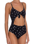 Alexia Spotted Textured One-Piece - Black/White