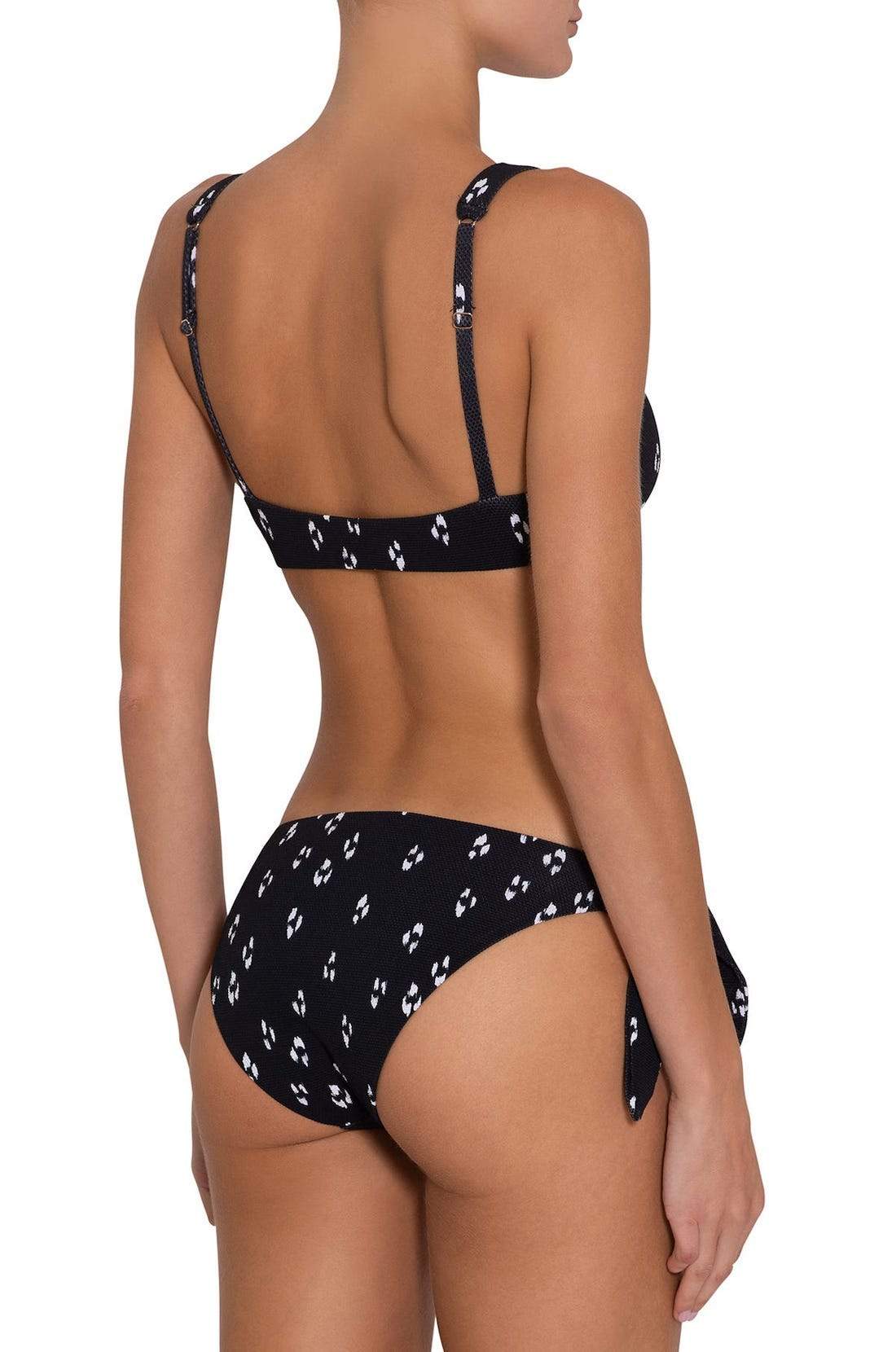 Cassidy Spotted Textured Bikini Top - Black/White